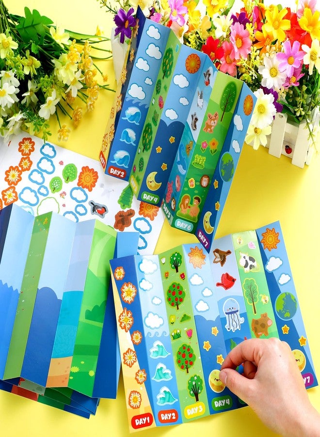 Weekgrat 24 Pcs 7 Days of Creation Sticker Scenes for Kids Fold up Creation Craft Religious DIY Stickers Scene Bulk Make Your Own Craft Gifts for Christian Sunday School Classroom Church Supply - Image 3